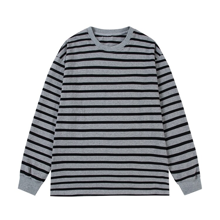 Men's Women's Hong Kong Striped Sweatshirt 100% Cotton Long Sleeve T-Shirt Loose Fit Solid for Spring Autumn Outdoor Activities - Image 2