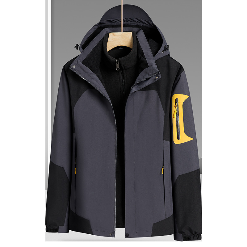 Unisex Three-in-One Detachable Coat Set Autumn/Winter New Foreign Trade Overalls Jackets Zipper Plus Size Custom Logo-Printing - Image 3