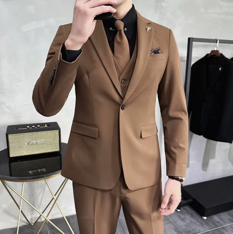 Fashion Business Suit Korean Slim Men's Suit Coat One Button Suitcase Supply - Image 4