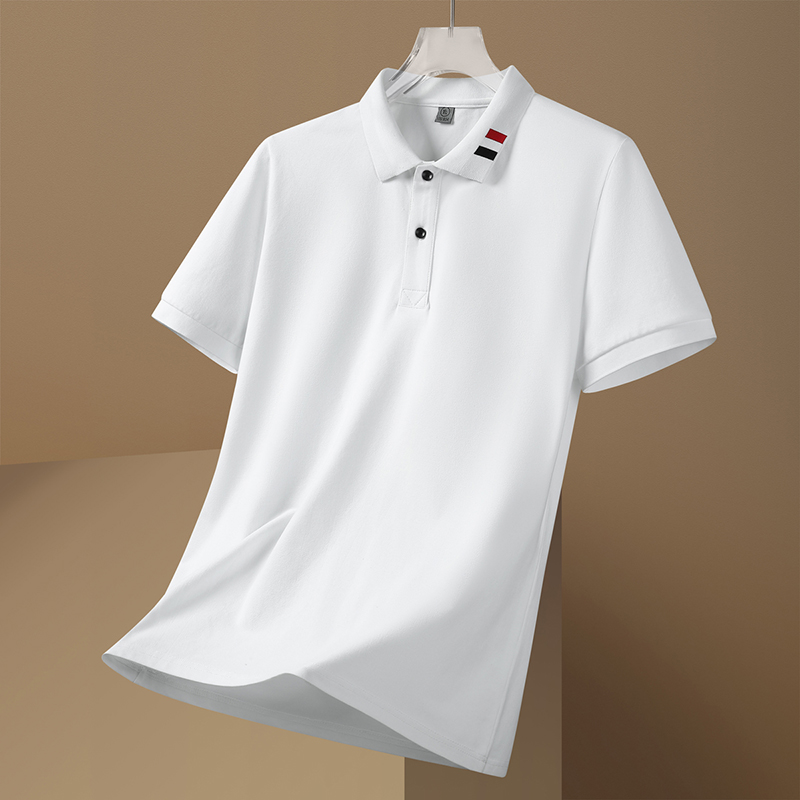 High Quality Men's Summer Business Style for Polo Shirt Solid Color Anti-Pilling Knitted Plain Dyed Short Sleeve Top Turn-Down - Image 3