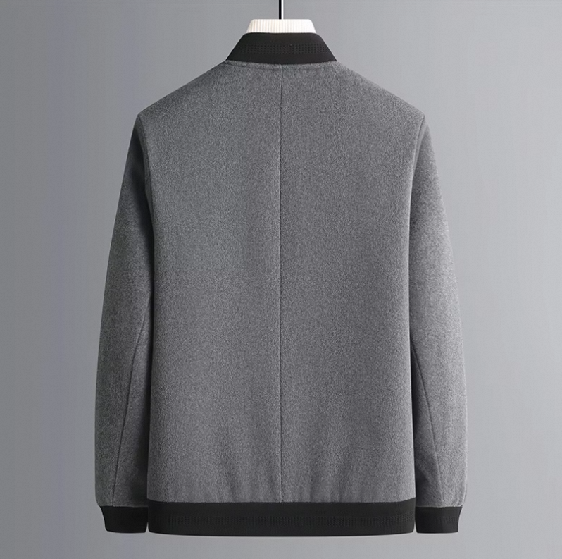 Hot Selling New Men's Autumn and Winter Solid Color Simple Casual Stand Collar Coat Short Wool Coat Zipper Hooded Coat - Image 3