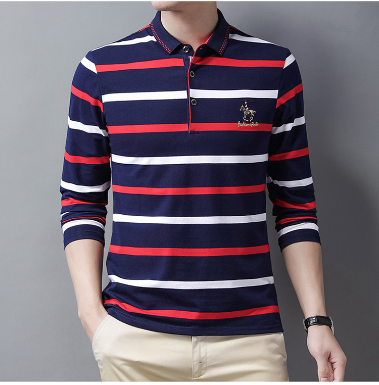 Men's Sleeved for Polo Shirt Solid Pattern Embroidered Design Dark Colored Anti-Pilling Feature ODM Customizable Techniques - Image 5