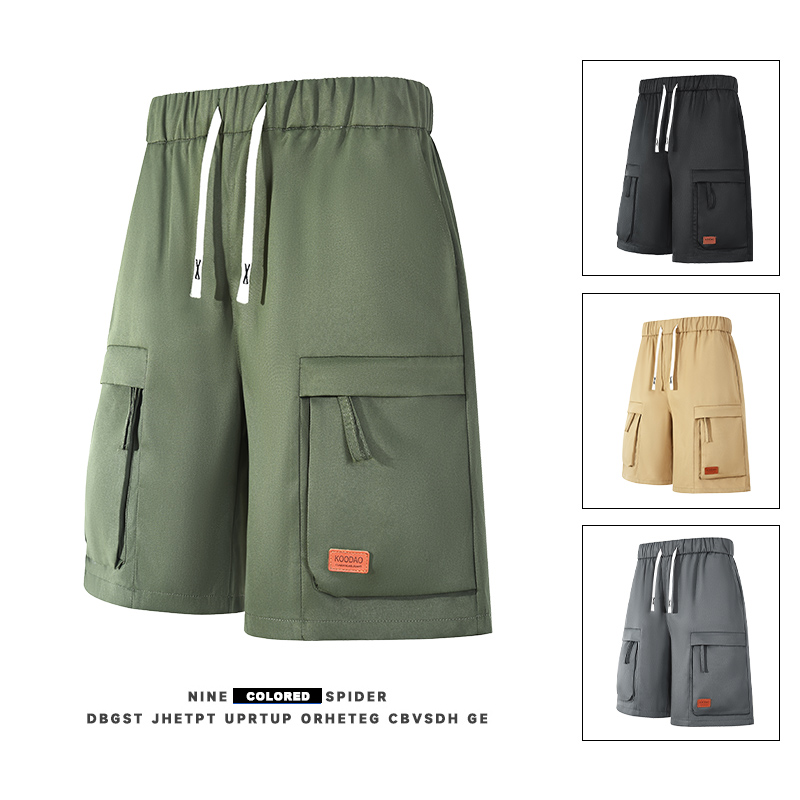 Xiin Men's Casual Style Large Size Summer Cargo Shorts Custom Designed Five-Point Pants Drawstring Closure Solid Hot Mid Shorts - Image 6