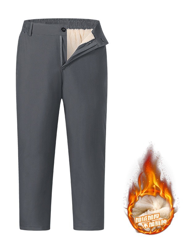 Men's Winter Casual Pants 100% Cotton with Velvet Padding and Graphene Knee Pads Plus Size Loose Fit Outer Wear for Adults - Image 4