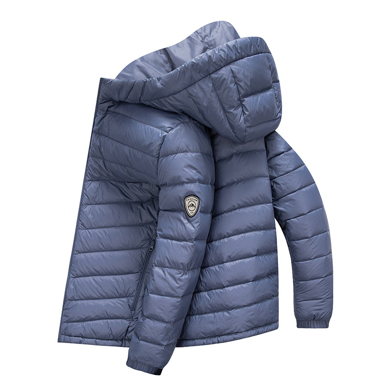 GB 90 Men's Casual Style Lightweight Warm Fleece-Lined Hooded Jacket Waterproof Autumn Winter All-Match Coat Thin Knitted Design - Image 3