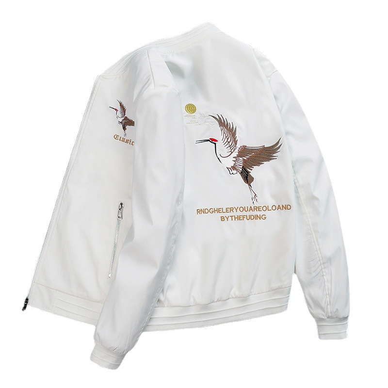 Autumn Winter Men's Embroidered Velvet Baseball Jacket Stand Collar Youth Chinese Fashion Casual Clothing Hip Hop Varsity Warm - Image 5