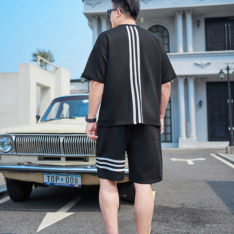 Men's Casual Sports Suit New Large Size Breathable Waffle Fabric T-Shirt Shorts Summer Outdoor Thin Short Sleeves Knitted - Image 4