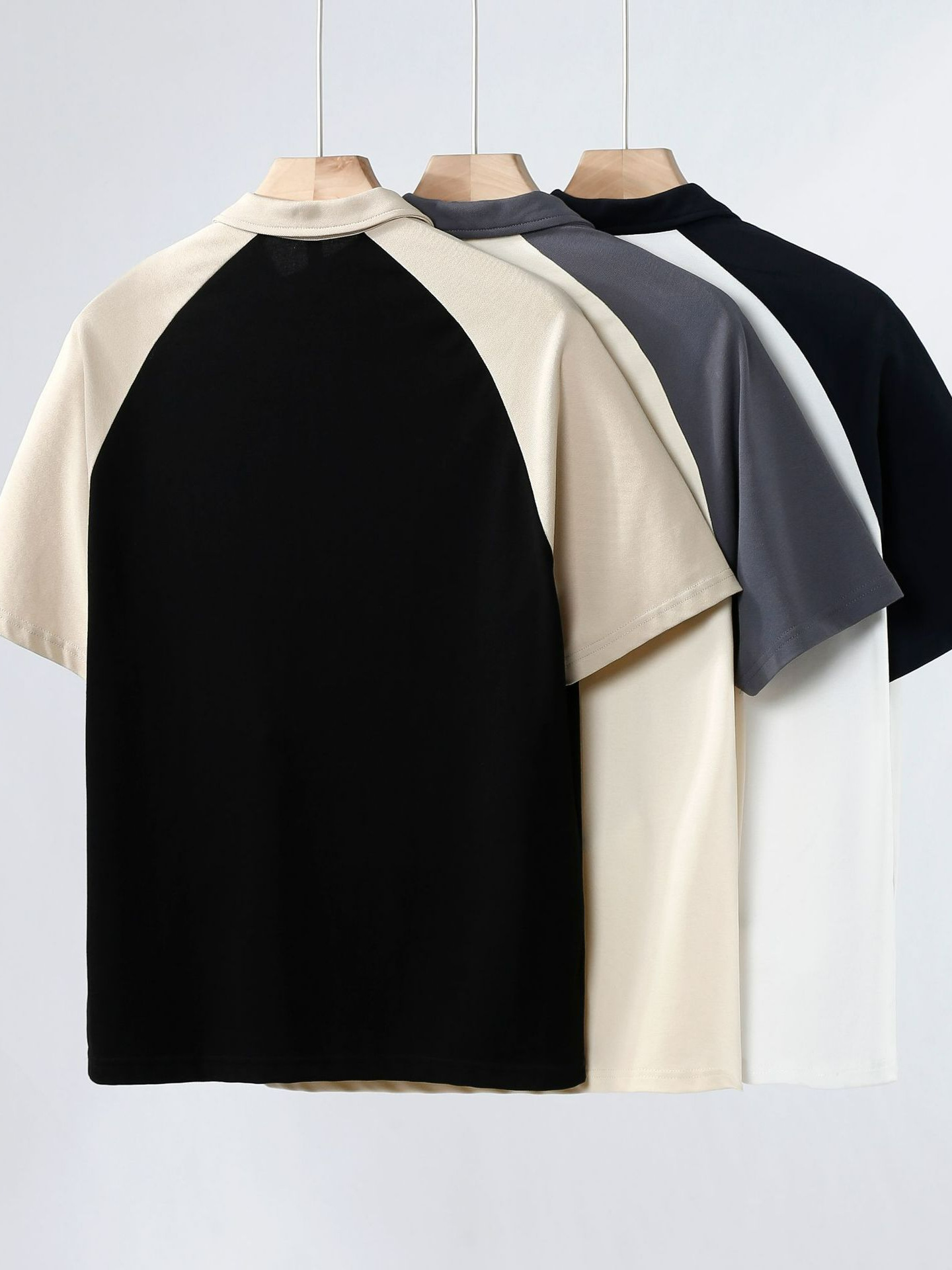 Men's Summer Fashion Half Zip for Polo Shirt Brand Half-Sleeved Raglan T-Shirt Top XL Size Hong Kong Style Stitching Loose Knitt - Image 4