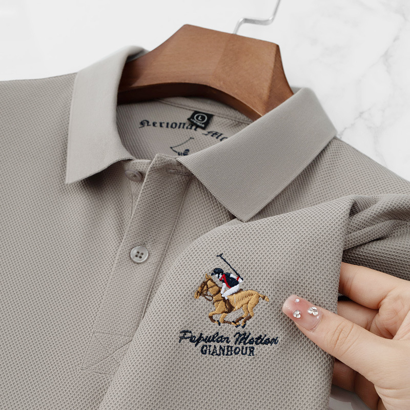 Men's Solid Pattern Short-Sleeved for Polo Shirt Embroidered Design with Anti-Pilling Feature Dark Colored ODM Techniques - Image 3