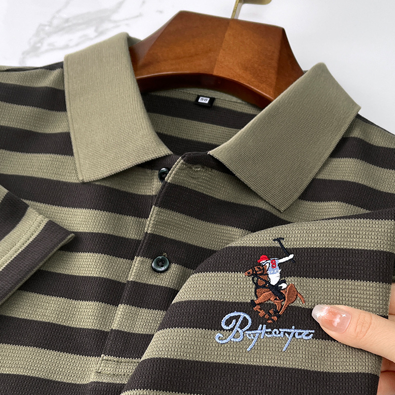 Men's Short for Polo Shirt Breathable and Oversized Woven Twill Fabric with Button Decoration and Printed Pattern ODM Supply - Image 4