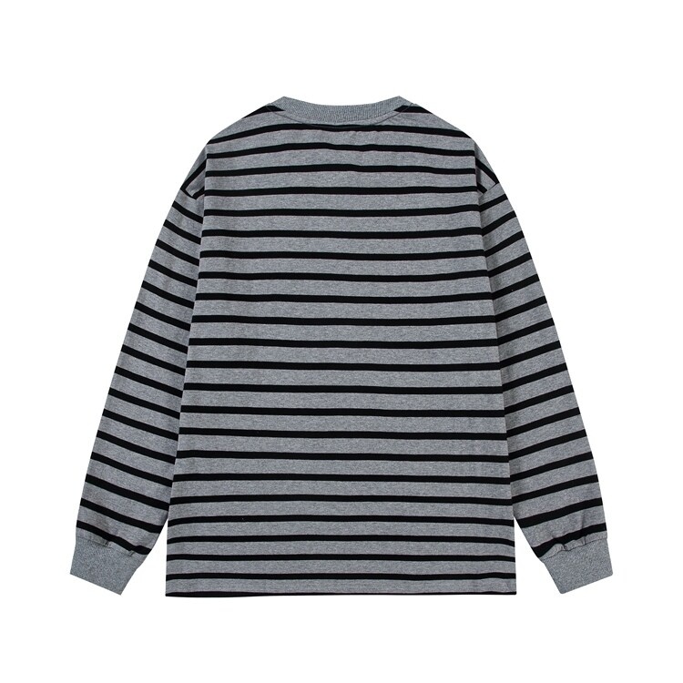 Men's Women's Hong Kong Striped Sweatshirt 100% Cotton Long Sleeve T-Shirt Loose Fit Solid for Spring Autumn Outdoor Activities - Image 3