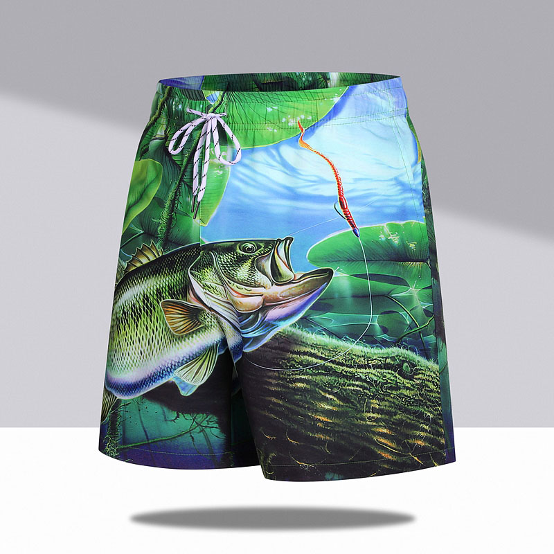 New Men's High Street Style Casual Beach Shorts Comfortable Cotton Basketball Shorts Digital Mesh Print Knee Length Heavyweight - Image 6