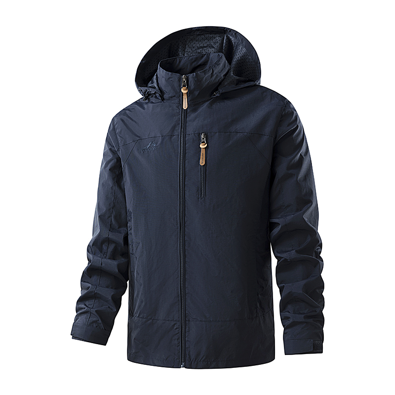 Autumn Winter Sports Hooded Jacket Large Size Windproof Solid Pattern Zipper Closure Stand Collar Casual Outdoor Mountaineering - Image 4