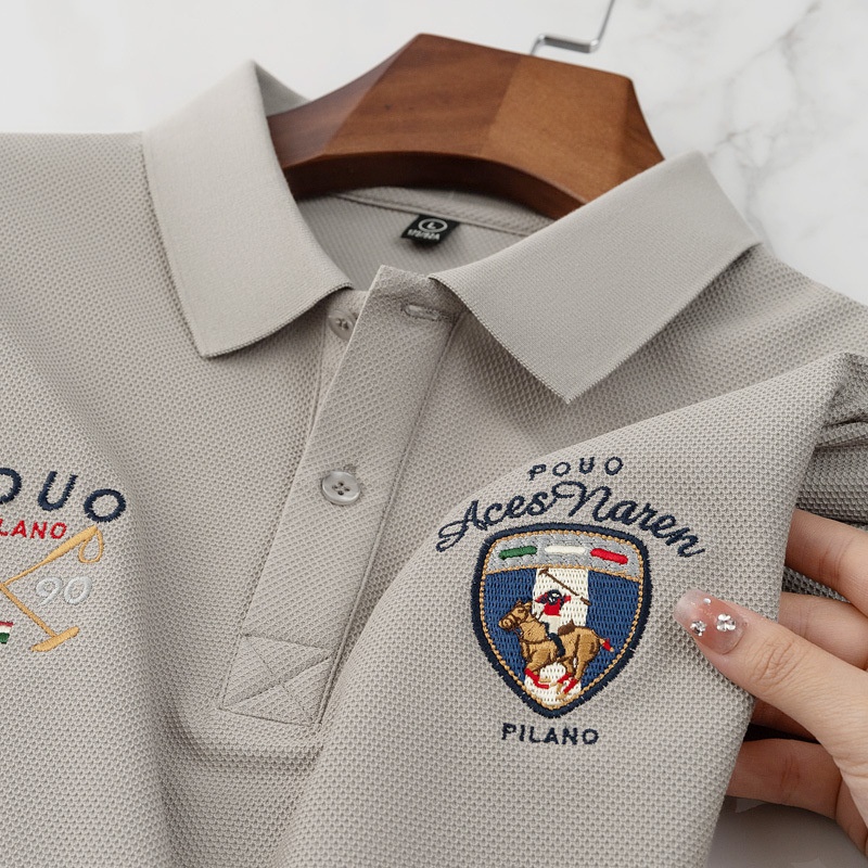 Men's Short-Sleeved for Polo Shirt with Embroidered Pattern Button Decoration Custom Logo Print Made From Durable Fabric - Image 2