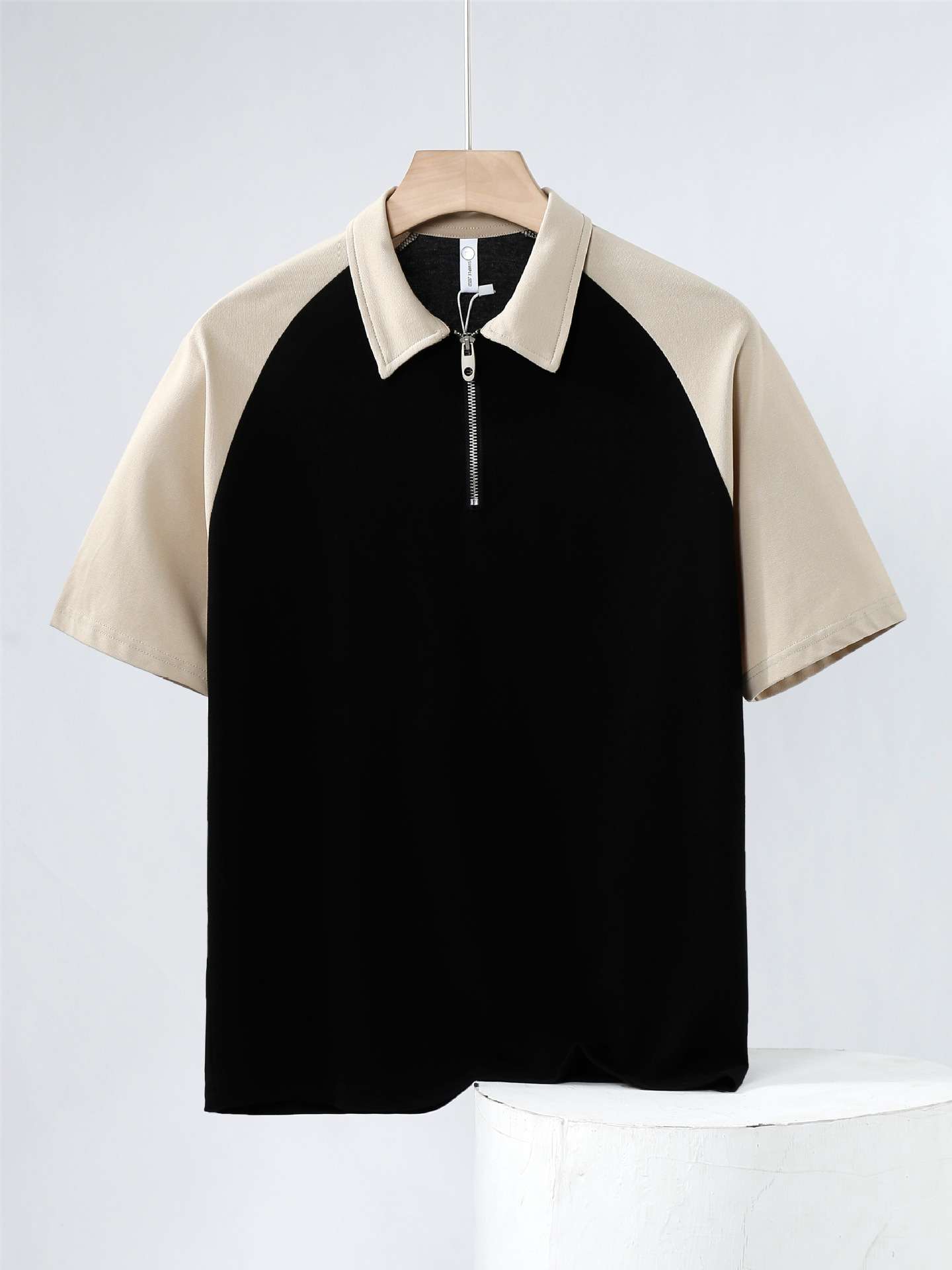 Men's Summer Fashion Half Zip for Polo Shirt Brand Half-Sleeved Raglan T-Shirt Top XL Size Hong Kong Style Stitching Loose Knitt - Image 6