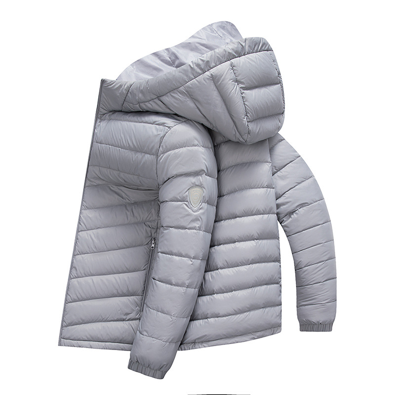 GB 90 Men's Casual Style Lightweight Warm Fleece-Lined Hooded Jacket Waterproof Autumn Winter All-Match Coat Thin Knitted Design - Image 6