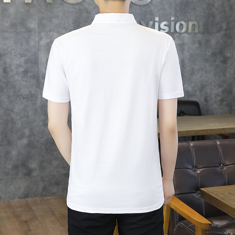 Men's Summer Cotton for POLO Shirt Short-Sleeved Lapel T-Shirt Solid Pattern Comfortable Loose Fit Plus Size for Middle-Aged Can - Image 5