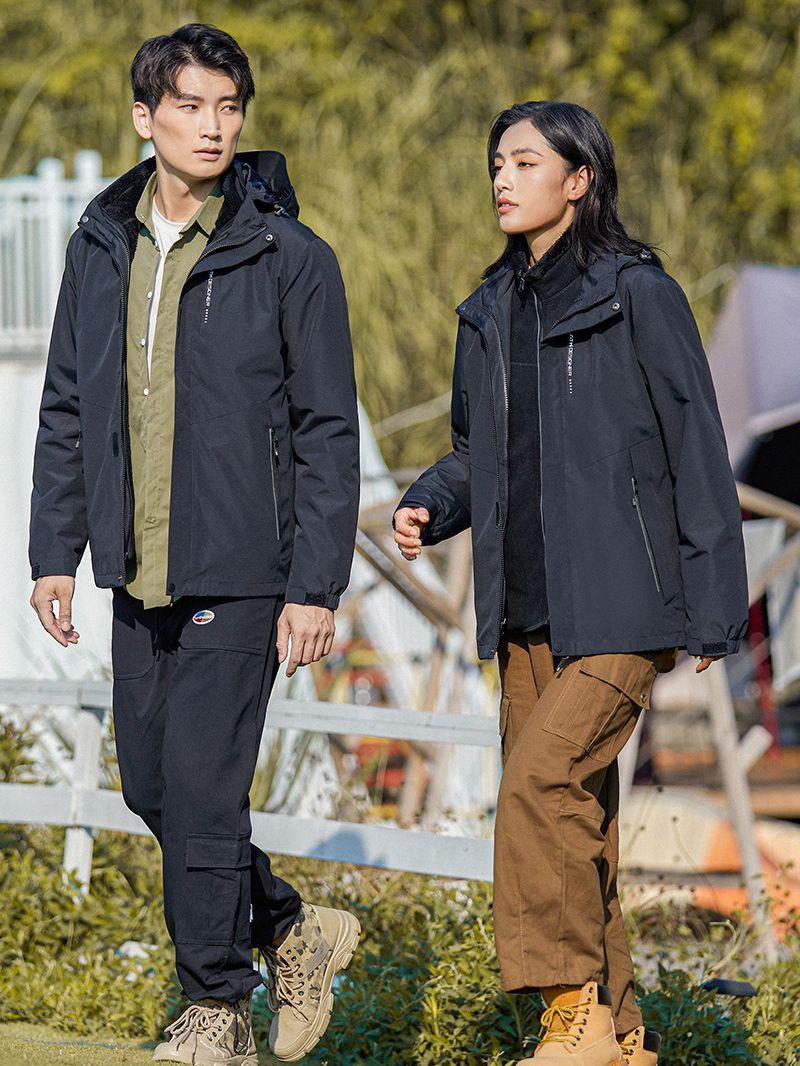 Unisex Men's Women's Three-in-One Double-Sided Coral Fleece Liner Warm Thickened Two-Piece Outdoor Overalls Winter Jacket Style - Image 2