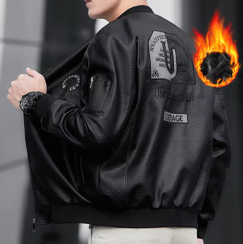 New High Quality Hooded Bomber Genuine Leather Jacket Men's Motorcycle Pattern Casual Imported Goatskin Coat - Image 6