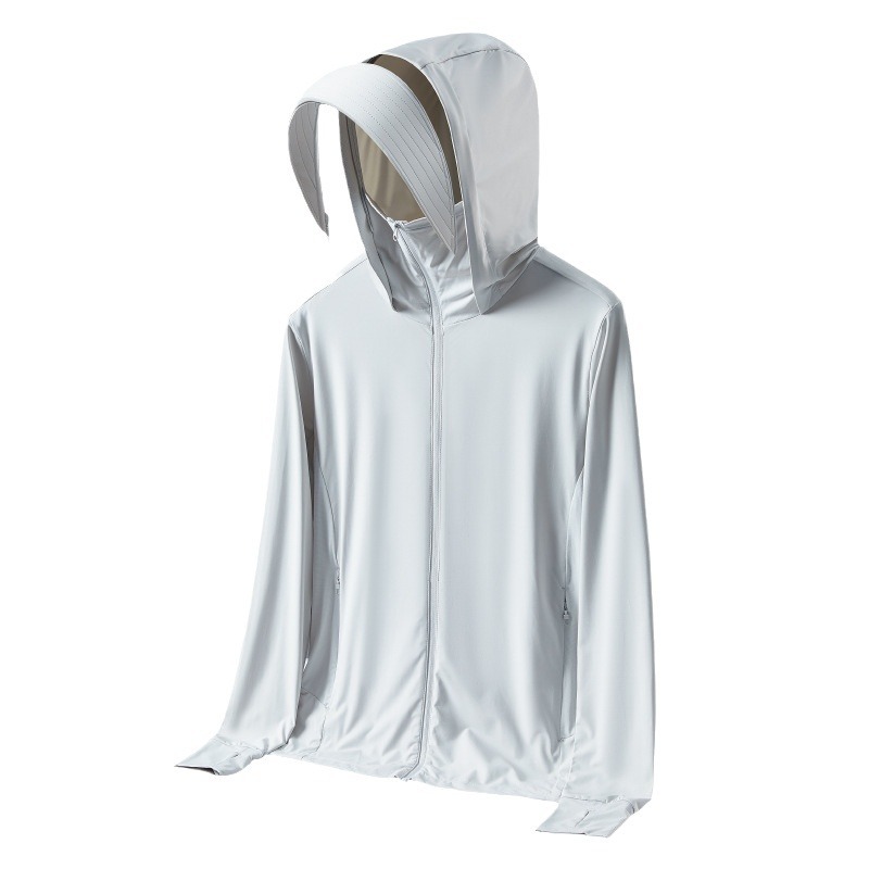 Women's Casual Summer Cycling Jacket Detachable Large Brim Original Yarn Ice Silk Cool UV Protection Stand Long Sleeve Sun - Image 5