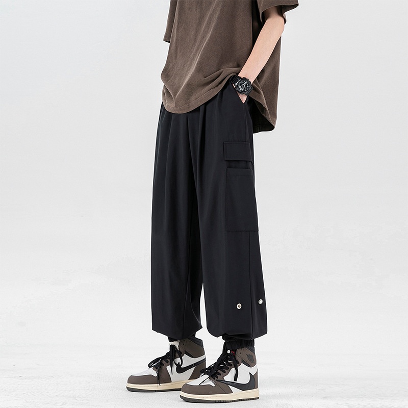 Men's Fashionable Nine-Point Sports Jogger Pants Summer New Arrival Loose Fit Made of Ice Silk Cotton by Brand Workwear Sports - Image 2