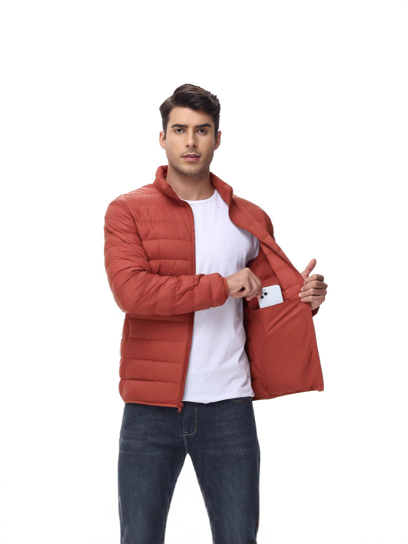 Guangzhou Men's Winter Outdoor Jacket Breathable down Puffer with Zipper Closure Solid Stand Collar Adult Size - Image 4