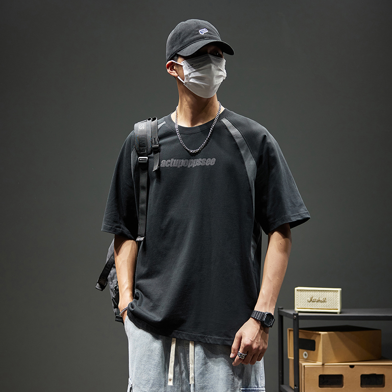 2025 Summer Men's Heavy Cotton Short-Sleeved T-Shirt High American Style Fashion Brand Casual Loose Fit 100% Knitted Cotton - Image 3