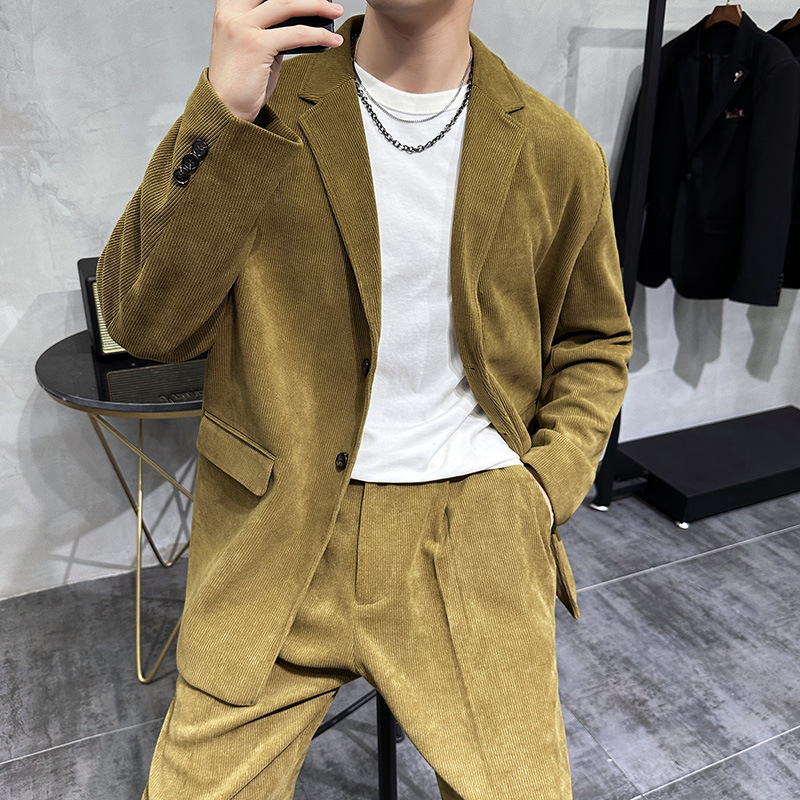Men's Casual Korean Style Suit Jacket Pants High Sense Pendant Small Loose Fit XL Size Trendy Light for Adults in Foreign Trade - Image 2