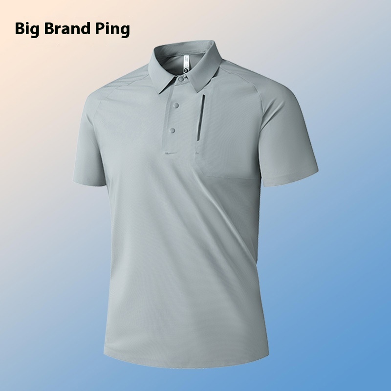 Men's XL Summer Short Sleeve for Polo Shirt Big Brand's Seamless Silk Ice Feel Breathable Anti-Pilling Solid for Urban Commuting - Image 5