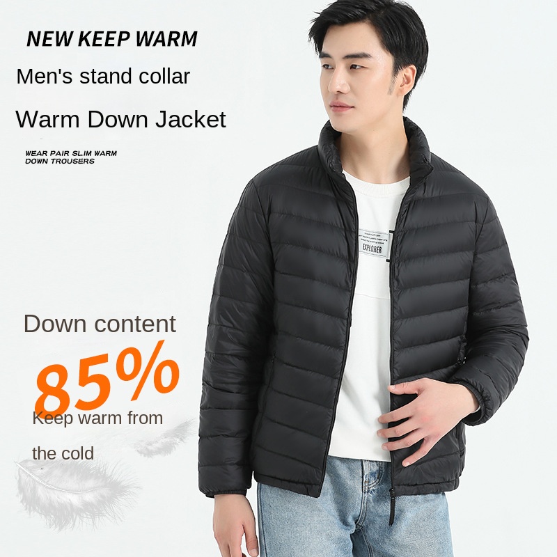 Men's Fashionable Insulated Down Jacket New GB 90 White Duck Lightweight Fleece-Lined All-Match Collar for Autumn Winter - Image 2