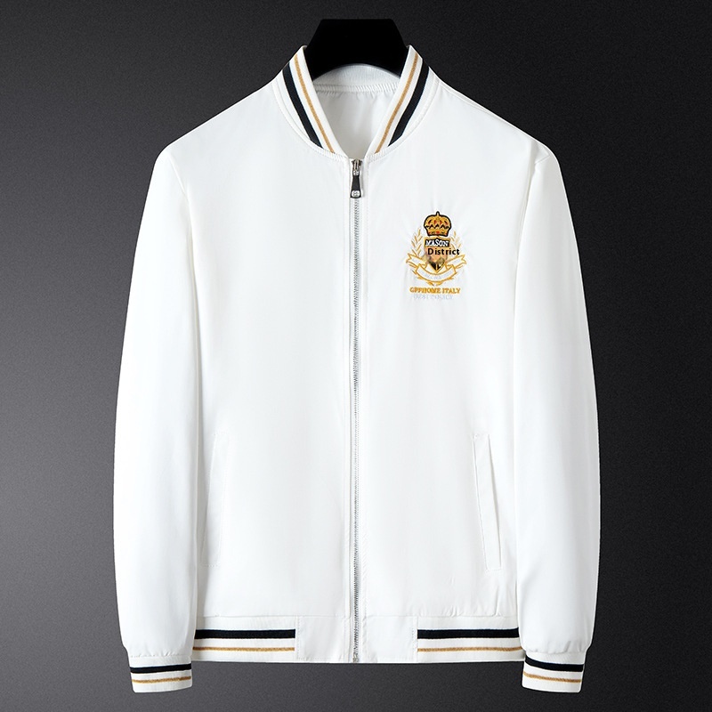 European Crown Embroidered Varsity Jacket for Men Stand Collar Winter Casual Wear Zipper Pocket Cross-Border Youth Baseball Suit - Image 3