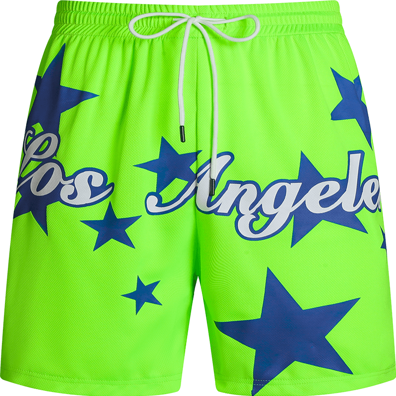 2025 New Men's Casual Loose Shorts Breathable 100% Polyester Outdoor Printed Letter Star Sports XS Size Knitted Drawstring - Image 4