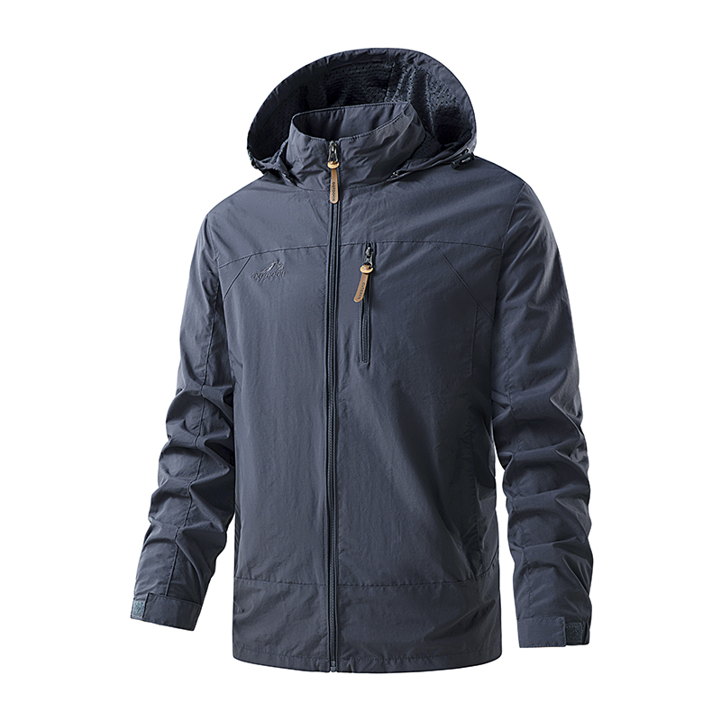 Autumn Winter Sports Hooded Jacket Large Size Windproof Solid Pattern Zipper Closure Stand Collar Casual Outdoor Mountaineering - Image 5