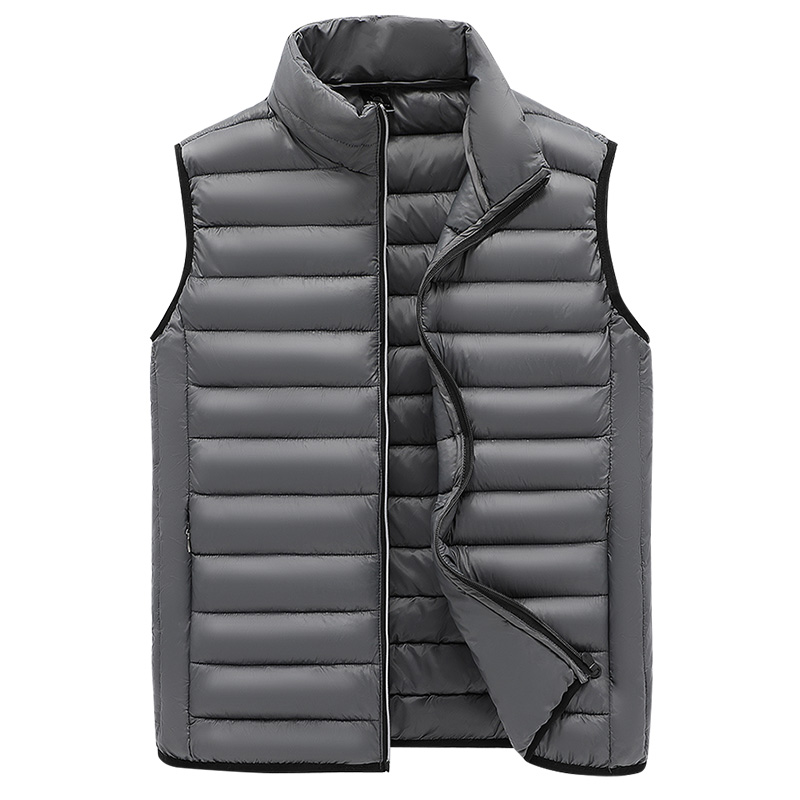 Men's Casual Lightweight Canvas Waistcoat Winter Outdoor Safety Work Zipper Closure Jacket Cotton-Filled Sleeveless for Fishing - Image 3