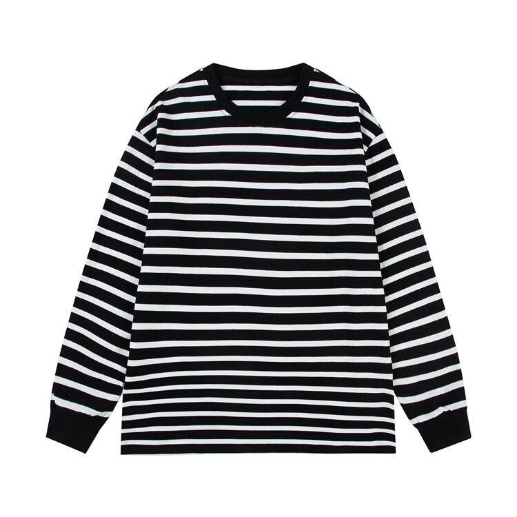 Men's Women's Hong Kong Striped Sweatshirt 100% Cotton Long Sleeve T-Shirt Loose Fit Solid for Spring Autumn Outdoor Activities - Image 5