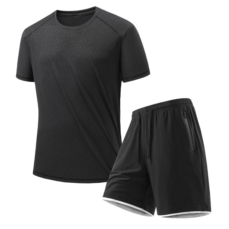 Men's Summer Sports Casual Running T-Shirt Suit Quick-Drying Solid Design Yarn Dyed Blank Ice Silk Short Sleeve 200 Grams Screen - Image 6