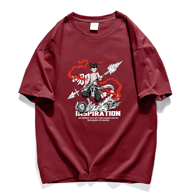 260g Pure Cotton Men's Summer T-shirt 25 Explosions Printed Short-Sleeved Casual Loose Guofeng Top Cartoon Pattern Breathable - Image 3