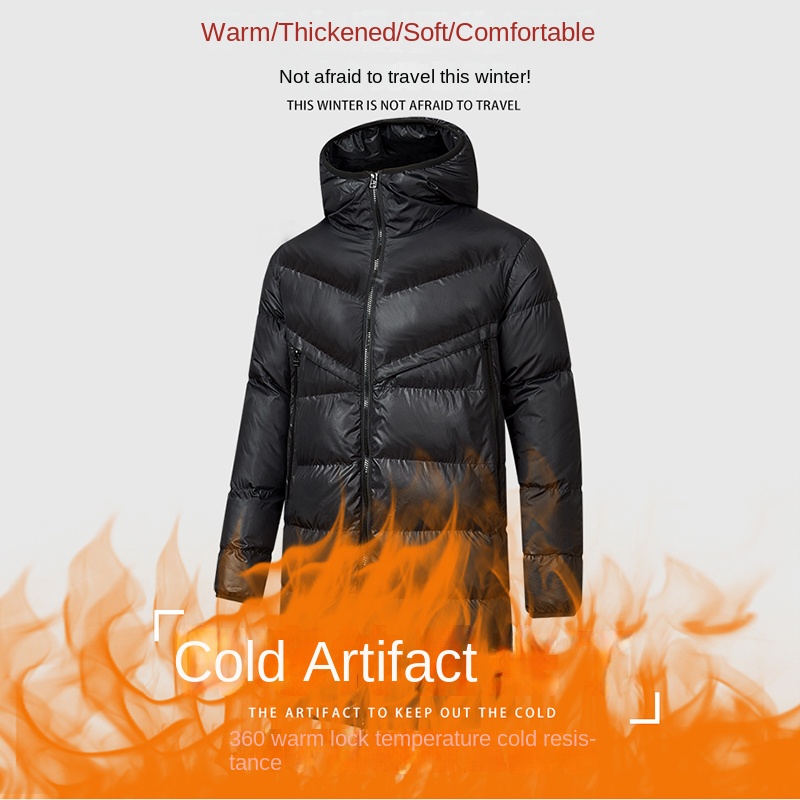 Men's Quilted Winter Jacket Thick Cotton-Padded V-Neck Collar Overcoat with Plush Coat & Canvas Leather Fleece OEM Service - Image 4