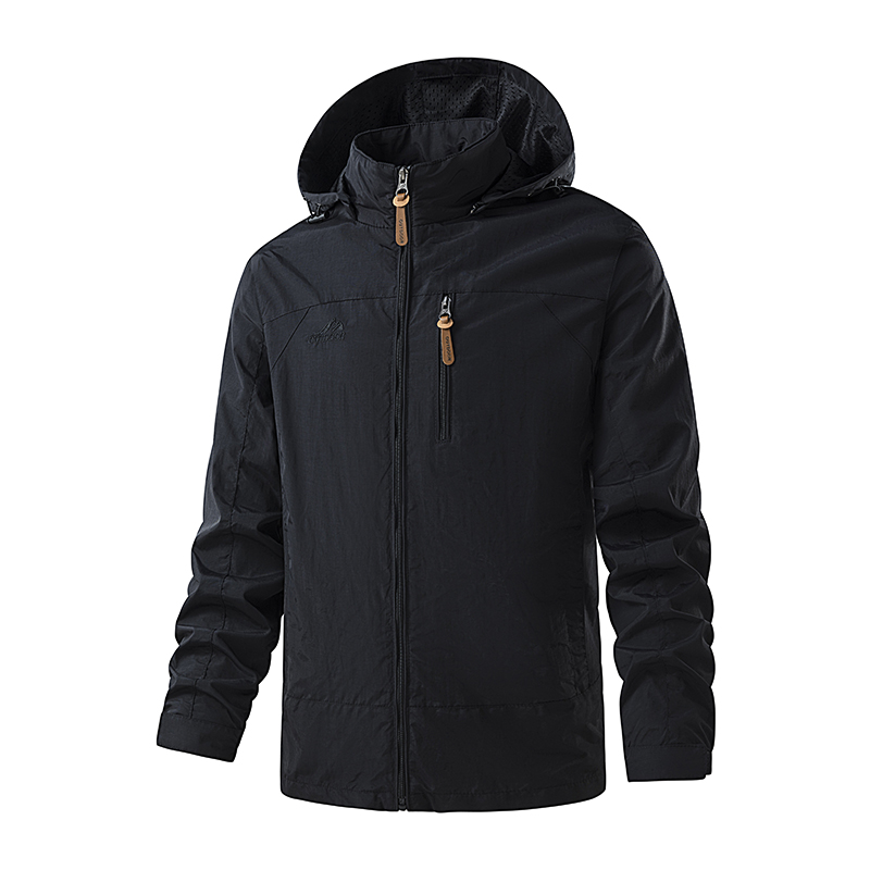 Autumn Winter Sports Hooded Jacket Large Size Windproof Solid Pattern Zipper Closure Stand Collar Casual Outdoor Mountaineering - Image 2