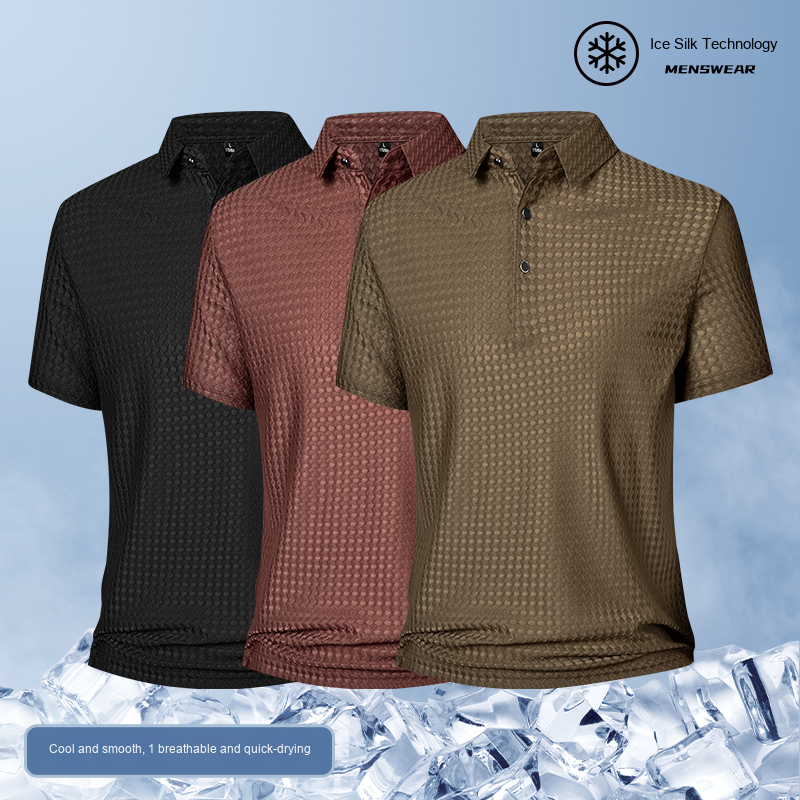 Men's High Quality T-Shirt for Polo Shirt Solid Color Short Sleeve Turn-Down Collar Anti-Pilling Knitted Fabric XL Blank Design - Image 2