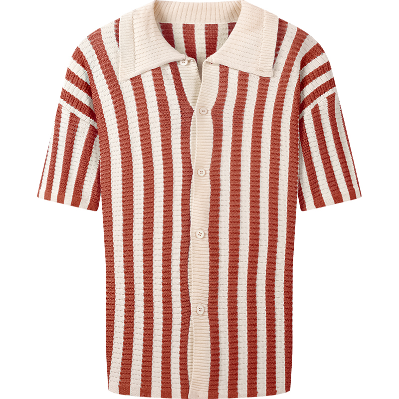 2025 Men's Classic Chambray Short Sleeve Sweater Top with Mandarin Collar Breathable and Easy to Match for Summer Outfits - Image 5