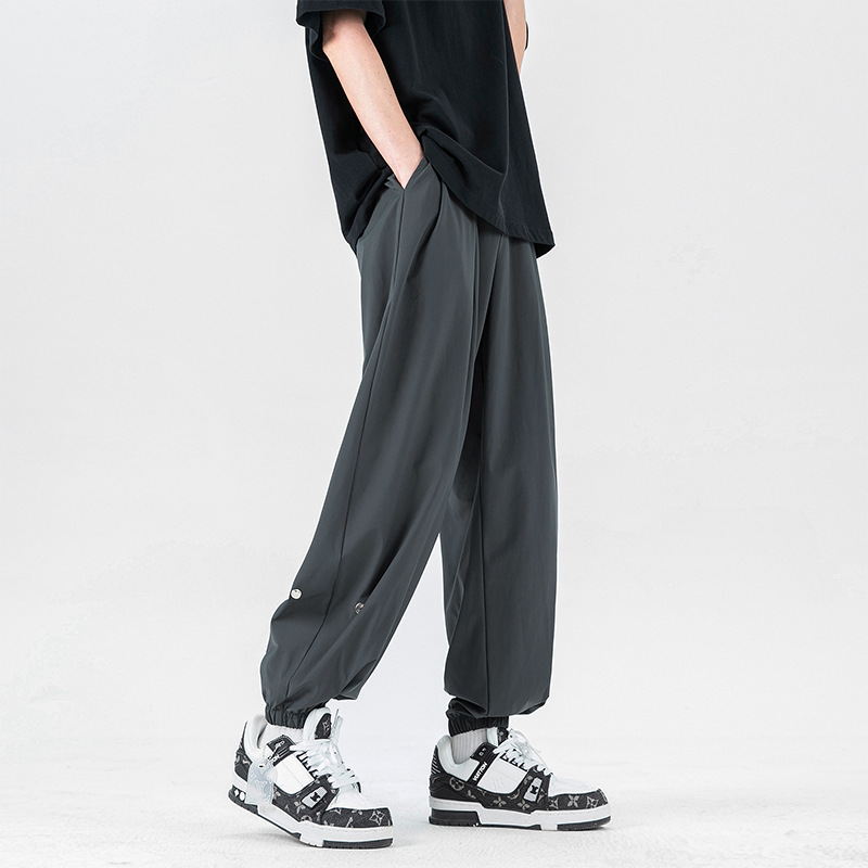 Men's Fashionable Nine-Point Sports Jogger Pants Summer New Arrival Loose Fit Made of Ice Silk Cotton by Brand Workwear Sports - Image 3